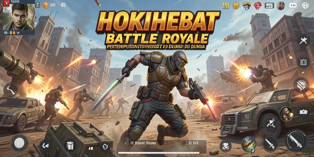Tampilan gameplay HOKIHEBAT dalam pertempuran seru Battle Royale.