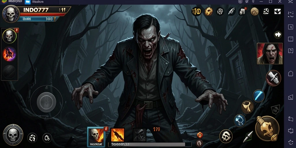 Screenshot INDO777 menampilkan suasana mencekam saat menjelajahi tempat angker.