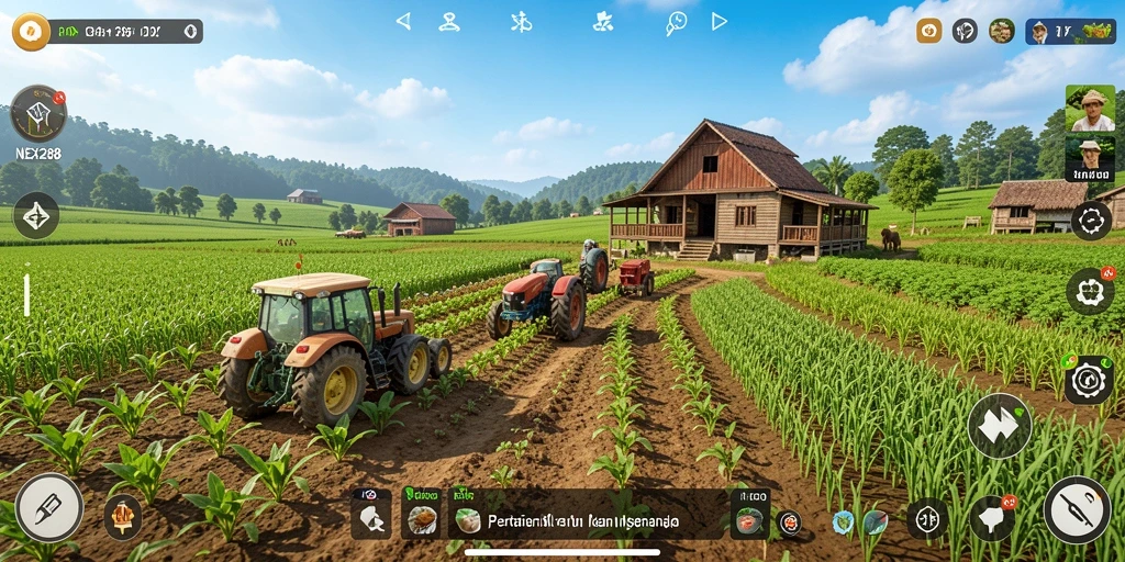 Gameplay seru di dunia pertanian yang interaktif.